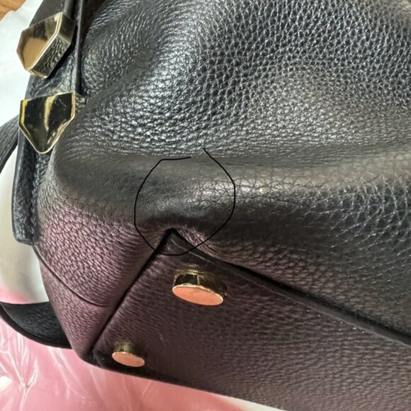 Michael Kors Greta Large Pebbled Leather Satchel Black - Picture 13 of 14